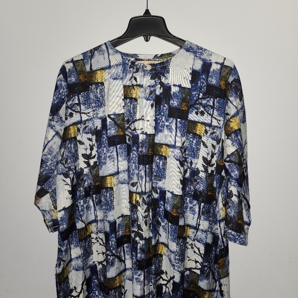 Color women's shirt dress size 4XL blue multi color patchwork - Picture 4 of 6